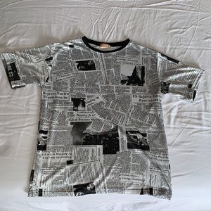 Newspaper print t shirt tee